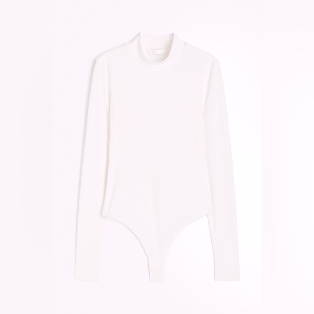 H&M Ribbed Mock Neck Bodysuit | Cream White